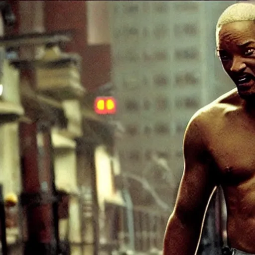 Image similar to Will Smith as a monster from the movie I am legend