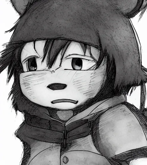 Prompt: attractive little boy wearing an cyborg bear suit, artwork in kentaro miura and made in abyss and inazuma eleven, smooth, beautiful lightness, anatomically correct, trending on pixiv, fascist composition, realistic
