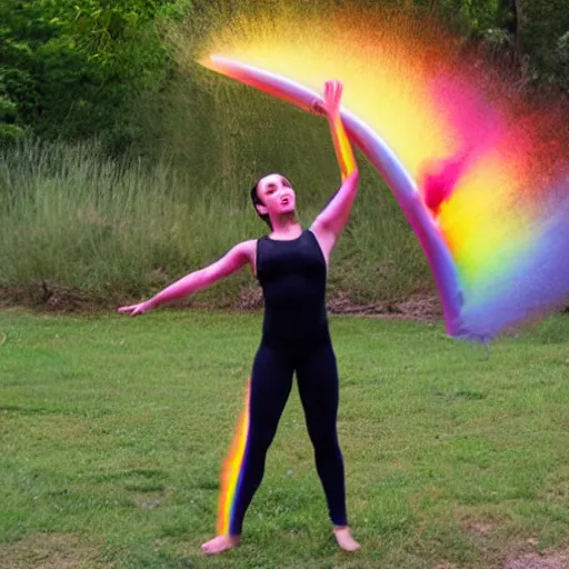 Image similar to acrobatic dance ensemble juggling rainbow fire