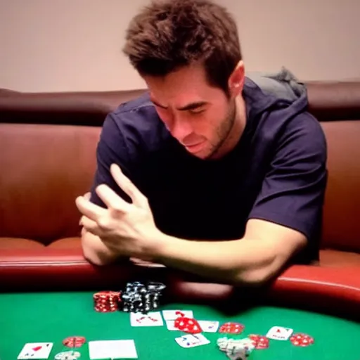 Prompt: best poker player in the world cries as he loses to a baby, 4 k, realistic.