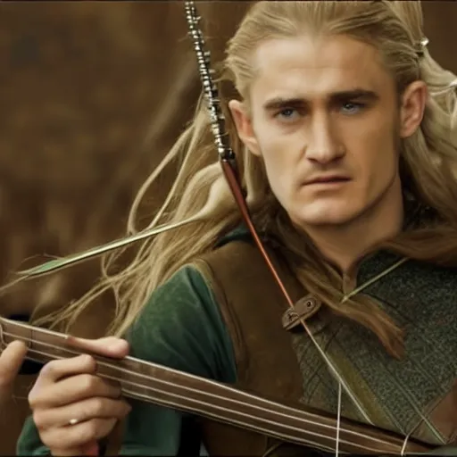 Image similar to legolas playing guitar, movie trailer, 4k