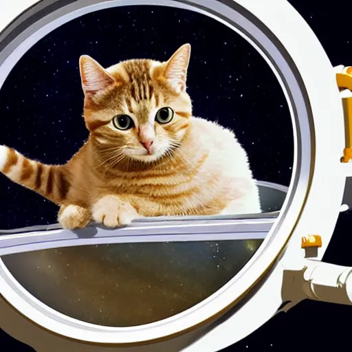 Prompt: astronaut cat on board the sputnik 2, holding a cute cat in his paws, earth can be seen from the round space window, realistic, photo, detailed