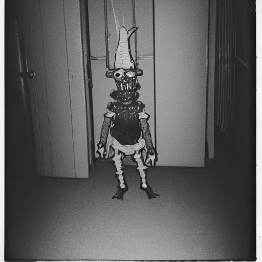 Prompt: grainy photo of a smartphone as a creepy monster in a closet, harsh flash