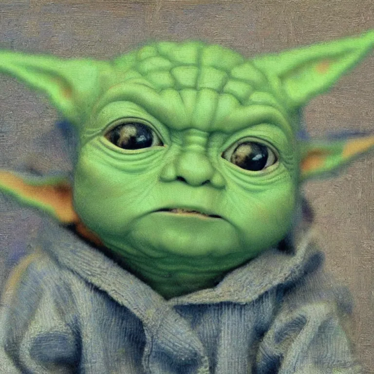 Prompt: baby yoda Painted by Vincent Van Gogh high quality 8k