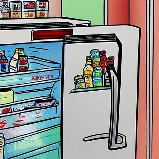 Prompt: the FBI opening a fridge full of Diet Coke by anthony macbain