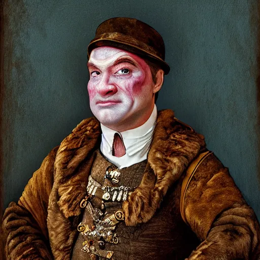 Prompt: The duke Shrek, Face portrait, 84mm, postprocessed, crisp face, EOS 5DS R, facial features artwork by Georges de La Tour