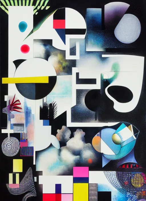 Image similar to typography, futuristic fine lasers tracing, futuristic japan rural nature touring and ceramics, steven meisel, kaws, rolf armstrong, mondrian, kandinsky, perfect geometry abstract acrylic, octane hyperrealism photorealistic airbrush collage painting, dark monochrome, fluorescent colors, minimalist rule of thirds, eighties eros