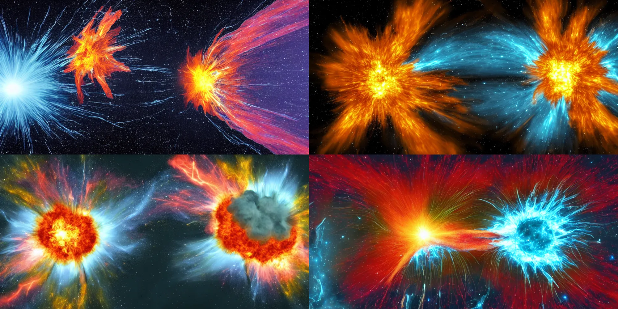 Prompt: supercomputer generated illustration of the explosion of a supernova, highly detailed