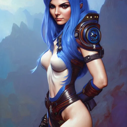 Prompt: Victoria Justice with blue hair as Commander Shepard, western, D&D, fantasy, intricate, elegant, highly detailed, digital painting, artstation, concept art, matte, sharp focus, illustration, art by Artgerm and Greg Rutkowski and Alphonse Mucha