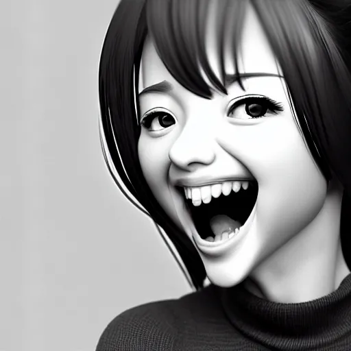 Prompt: portrait of the popular girl laughing at the viewer, by katsuhiro otomo, yoshitaka amano, nico tanigawa, and artgerm rendered with 3 d effect.