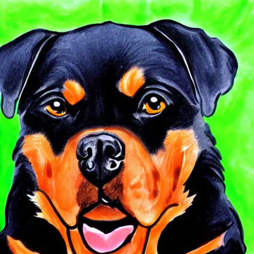 Prompt: crying Rottweiler caricature