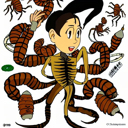 Image similar to a cartoon scorpion in studio ghibli artstyle