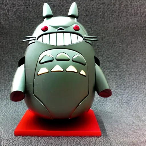 Prompt: Totoro as iron man, product photo