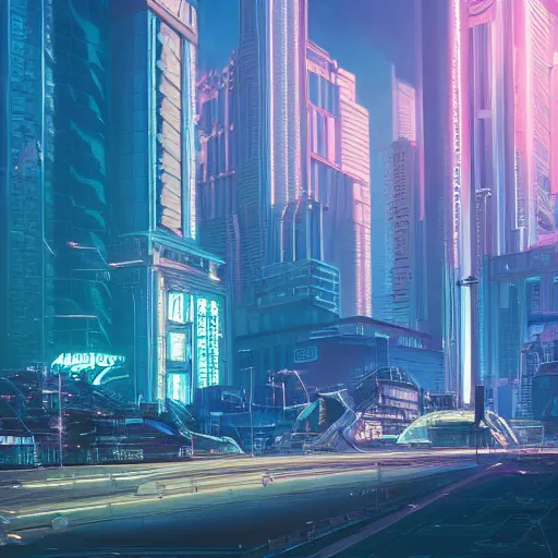 Prompt: a cityscape, synthwave aesthetics, detailed illustration, octane render, god rays, intricate, epic lighting, cinematic composition, hyper realistic, 8 k resolution, unreal engine 5, by artgerm, tooth wu, dan mumford, beeple, wlop, artstation