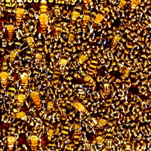 Image similar to beatles covered in honey, sticky honey