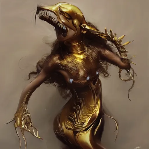 Image similar to gold venom, digital art by mandy jurgens and irina french and heraldo ortega, hyperdetailed, artstation, cgsociety