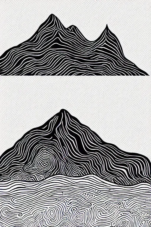 Prompt: minimalist boho style art of a mountain landscape, illustration, vector art