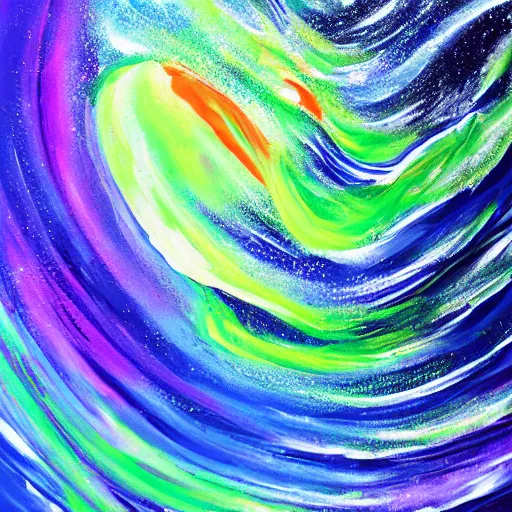 Prompt: waves of paint in space