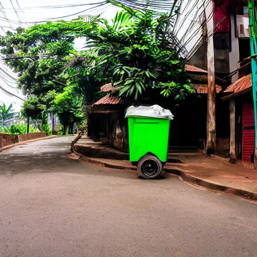 Image similar to green dustbin in sri lanka, street view