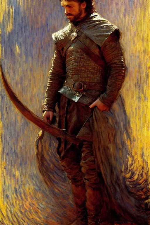 Prompt: attractive male, game of thrones, painting by, gaston bussiere, craig mullins, j. c. leyendecker, claude monet