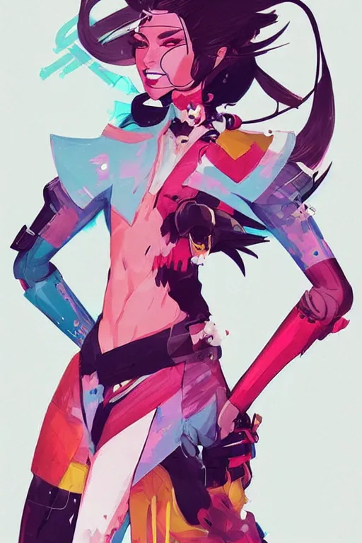 Image similar to an ultradetailed concept art of a stylish fighter from ninjala, by conrad roset, fiona staples and kinu nishimura, featured on artstation