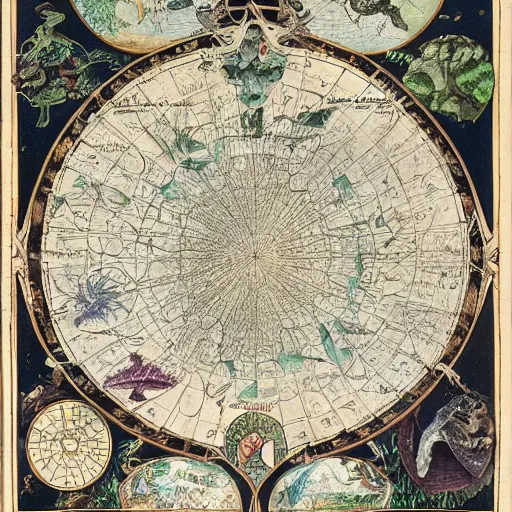 Prompt: map of a fictional fantasy world by Ernst Haeckel with explanations