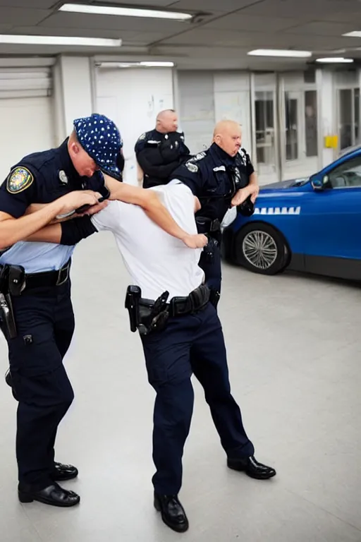 Image similar to police officer arresting criminal