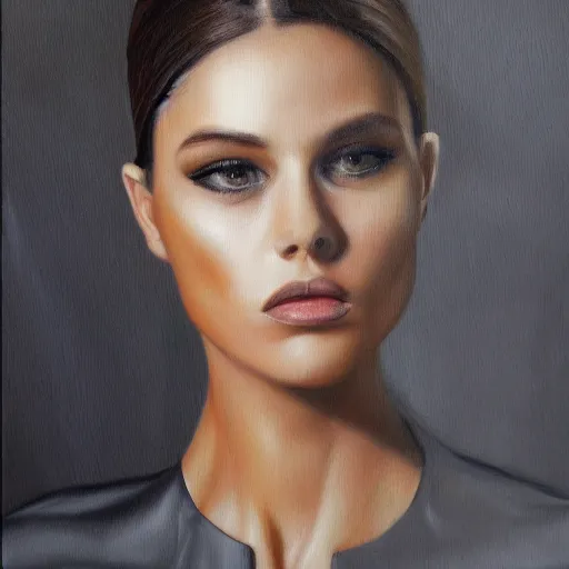 Prompt: fashion model in mirror, hyperrealism oil painting portrait