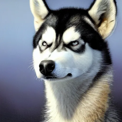 Prompt: a potrait of a husky - girrafe hybrid an ultrafine detailed detailed painting for detailed detailed people 4 k ultra high definition, more real than the realist possible reality times infinity