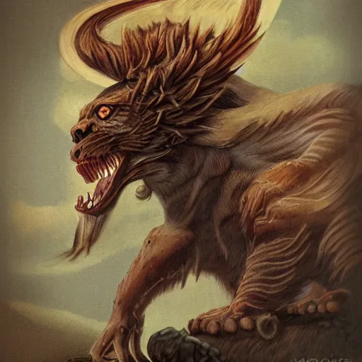 Image similar to illustration of a manticore by erol otis c 2 2. 0