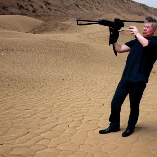 Image similar to alec baldwin shooting someone standing in a desert barn