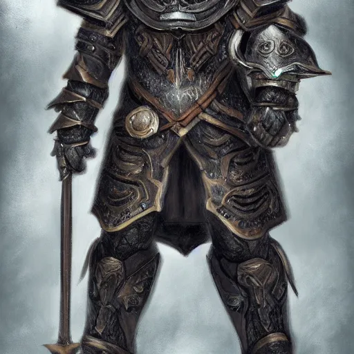 Image similar to detailed portrait of a black Minotaur general in plate armor, fantasy painting, concept art