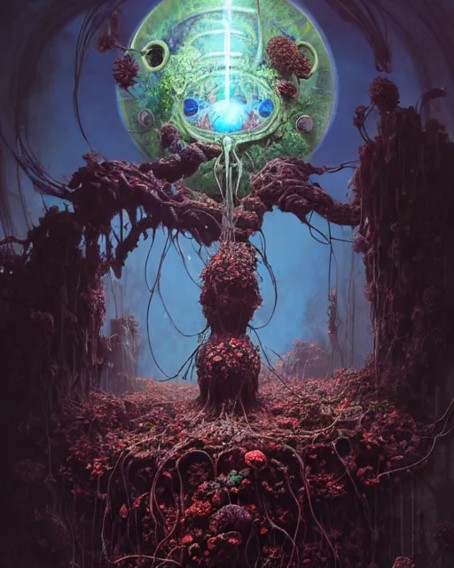 Prompt: the platonic ideal of flowers, rotting, insects and praying of cletus kasady carnage thanos davinci dementor wild hunt chtulu mandelbulb spirited away doctor manhattan bioshock, caustic, ego death, decay, dmt, psilocybin, concept art by randy vargas and greg rutkowski and zdzisław beksinski