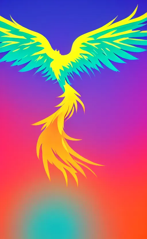 Prompt: gradient minimalist phoenix wallpaper, hd, 4 k, golden ratio