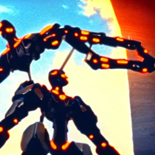 Image similar to movie still of a cyborg evangelion, cinematic composition, cinematic light, warm lighting criterion collection, by edgar wright