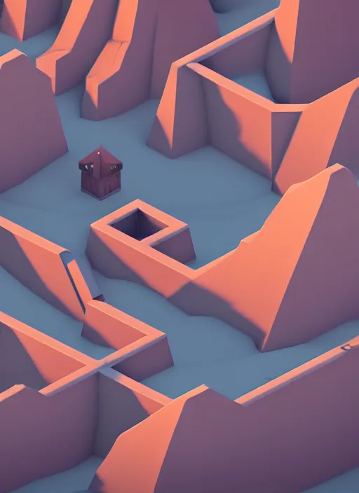 Image similar to a low poly isometric render of icelandic town in the style of monument valley, intricate, elegant, smooth, illustration, simple, solid shapes, by nuri iyem, james gurney, james jean, greg rutkowski, anato finnstark. pixar, octane render