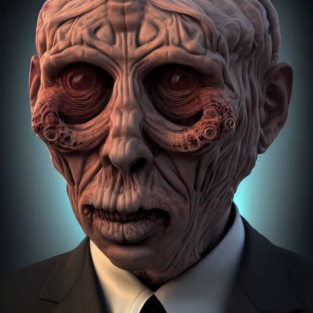 Image similar to portrait of a business man, polycount, surrealism, surrealist, lovecraftian, cosmic horror, high detail