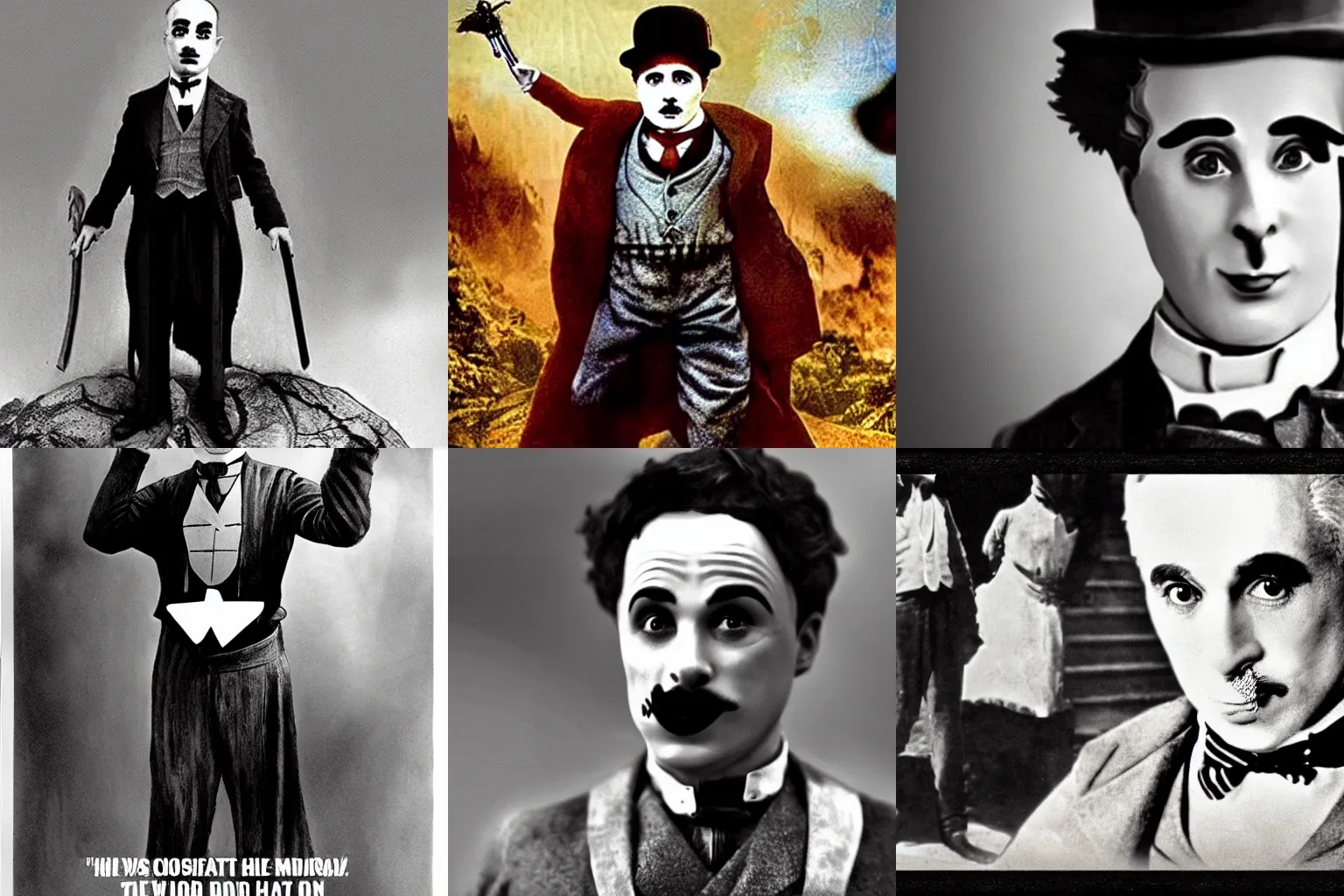 Prompt: Charlie Chaplin as God of war