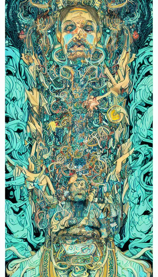 Prompt: portrait of a digital shaman, by james jean,