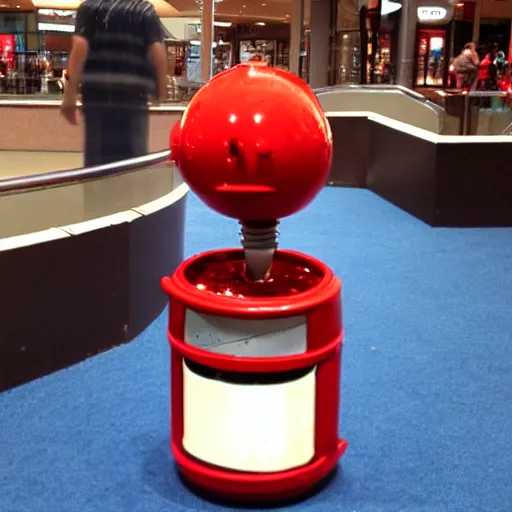 Prompt: Tom Servo at the mall