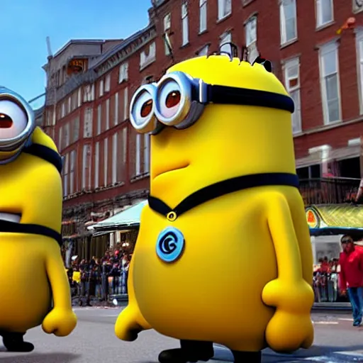 Prompt: minion macys parade float realstic photo