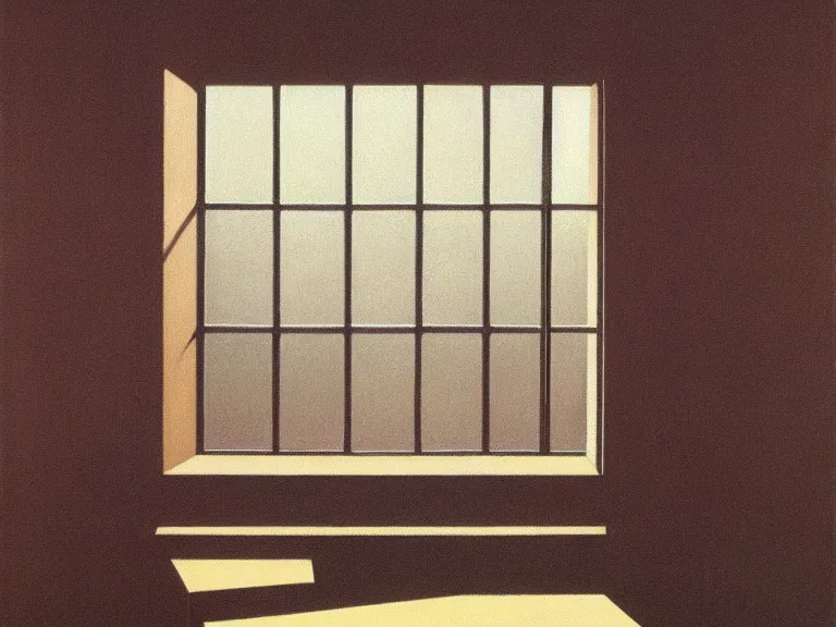 Image similar to an open window to nothingness in brick wall with endless hallway inside, painting by rene magritte, centered, high detail, high resolution