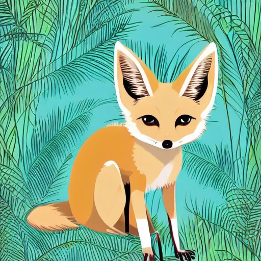 fennec fox, clean cel shaded vector art. shutterstock. | Stable