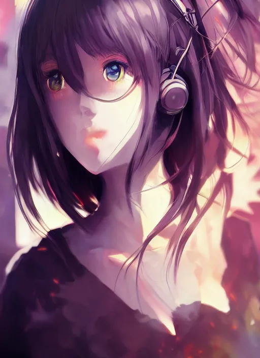 Image similar to listening to music at 2 am, pretty face, anatomy, anime key visual, poster, anime, by wlop, high quality