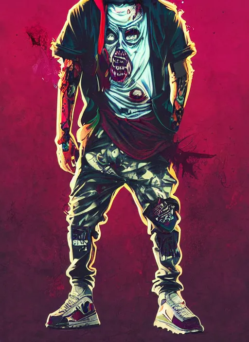 Image similar to zombie full body male modeling hiphop streetwear drip, tristan eaton, victo ngai, artgerm, rhads, ross draws