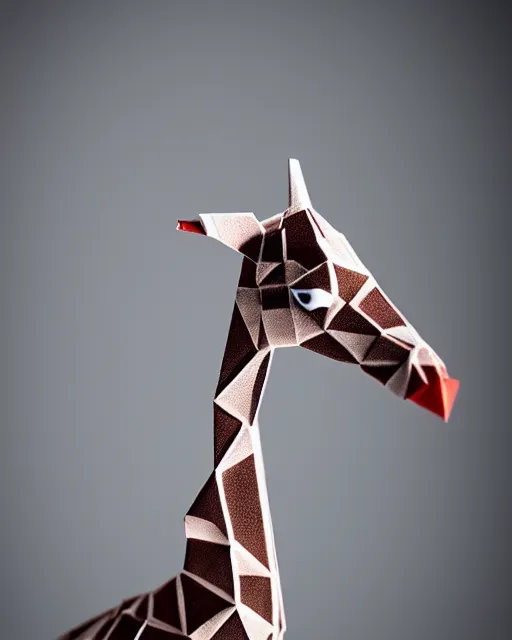 Image similar to an origami giraffe by akira yoshizawa, realistic, very detailed, complex, intricate, studio lighting, bokeh, sigma 5 0 mm f 1. 4