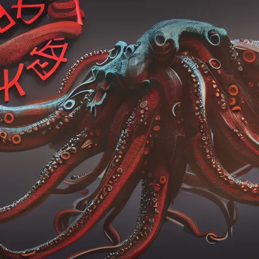 Image similar to Illustration of the Chinese communist party as a dirty octopus with lots of tentacles, dystopian, dirty, cyberpunk, cgsociety, highly detailed, 8k