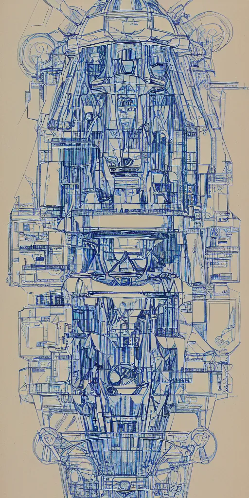 Prompt: blueprint of a spaceship, technical draw, concept art, extreme detail, 3 5 mm, colorful