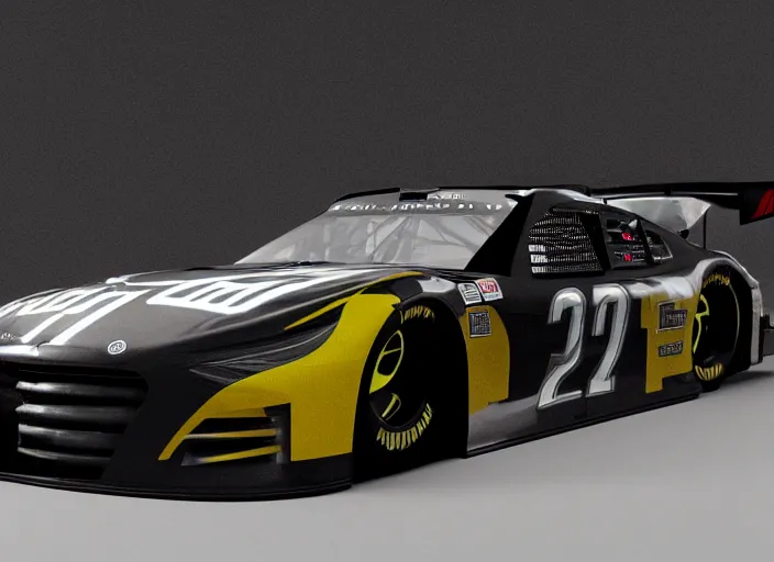 Image similar to Nascar black concept car, concept art, by Ash Thorp, 3D render, Octane Render