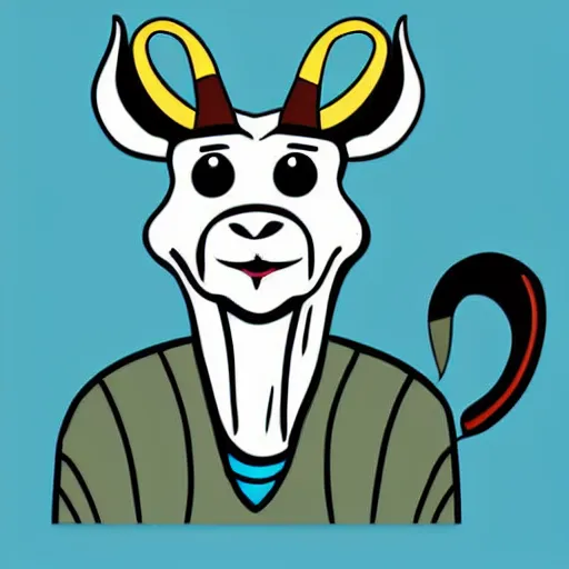 Image similar to a vector illustration of a smoking goat in lowbrow art style